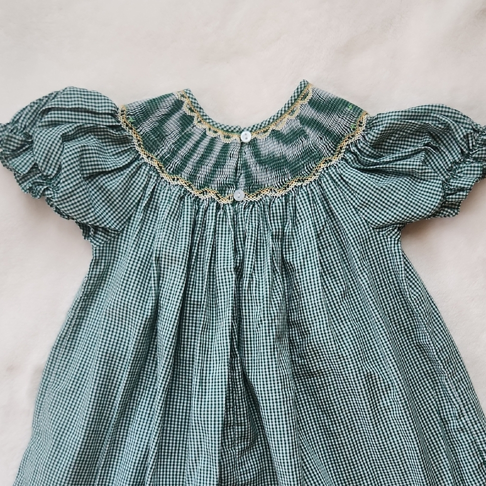 Rosalina Collections Green Gingham Smocked Dress With Chicken Embroidery, SZ 2T - Picture 7 of 7